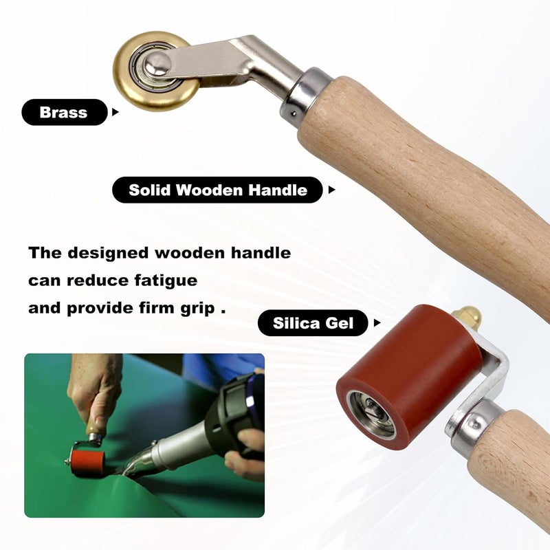 KOBSAINF Seam Roller 40mm Silicone Seam Roller, 6mm Brass Detail Penny Roller,Smoothing Combo Seam Roller Tool for PVC/TPO/EPDM Single Ply Roofing Tools and Tape Hot Air Tools(2 Pcs) - Image 3